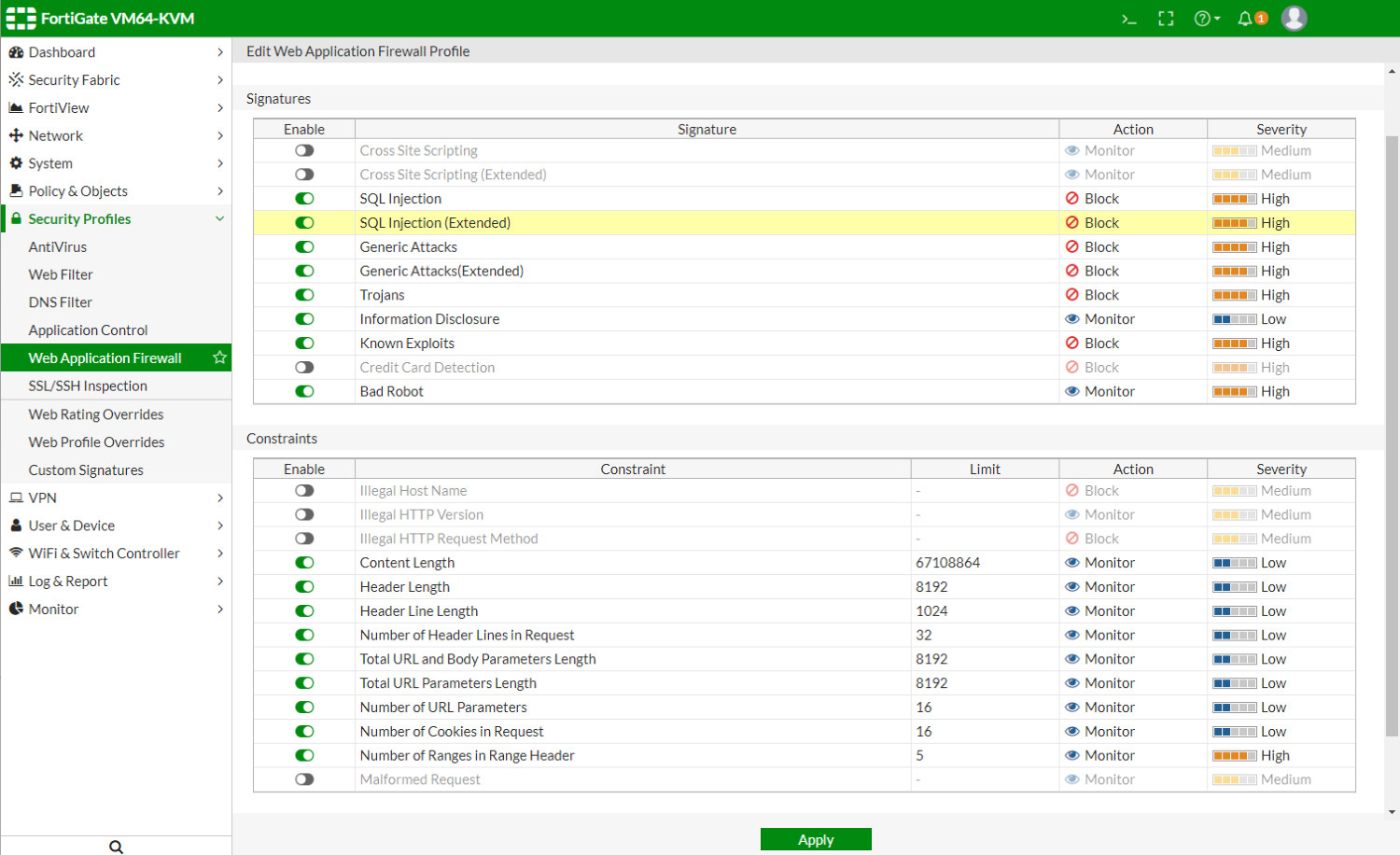 screenshot of FortiGate Next-Generation Firewall